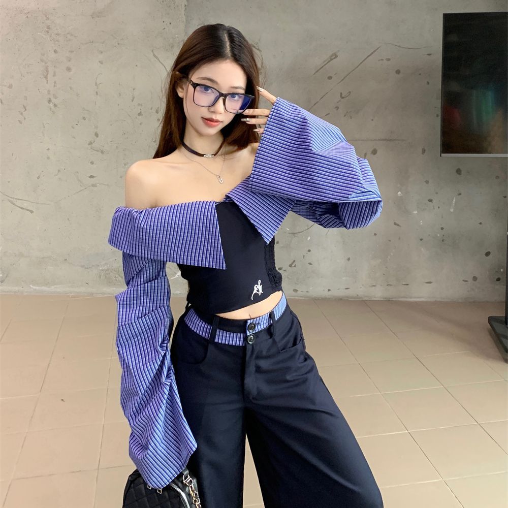 Korean Style Off-Shoulder Pantsuit