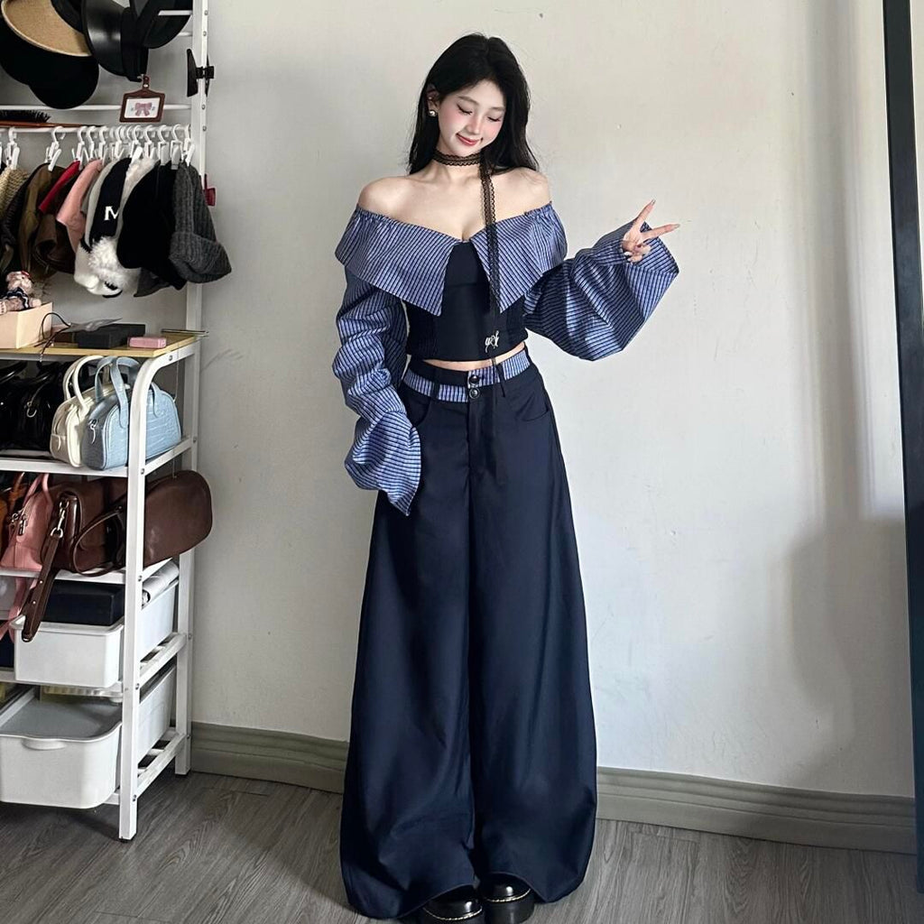 Korean Style Off-Shoulder Pantsuit