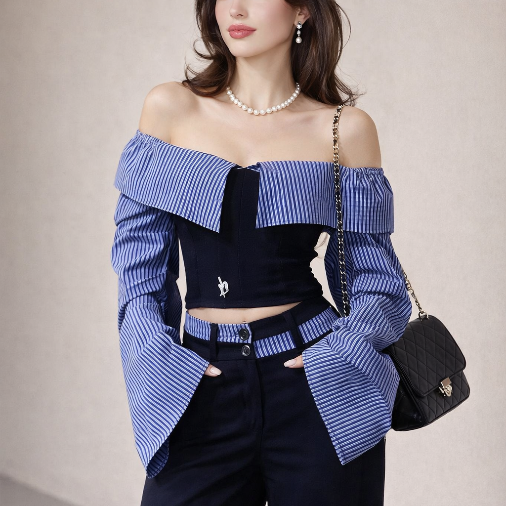 Korean Style Off-Shoulder Pantsuit