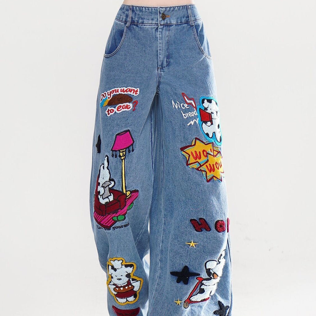 Cartoon patchwork Jeans