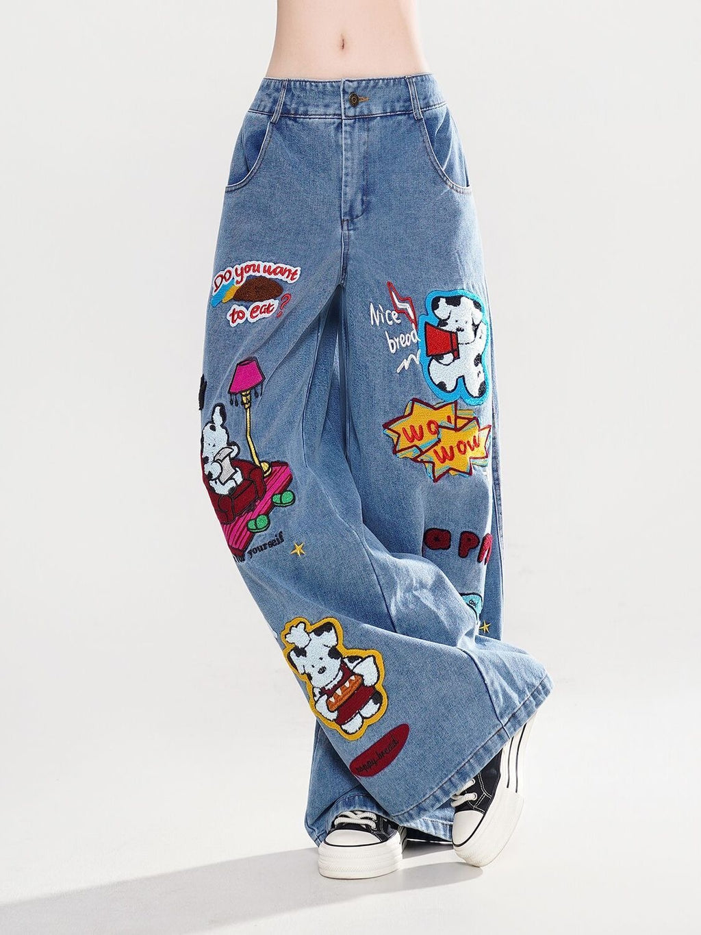 Cartoon patchwork Jeans