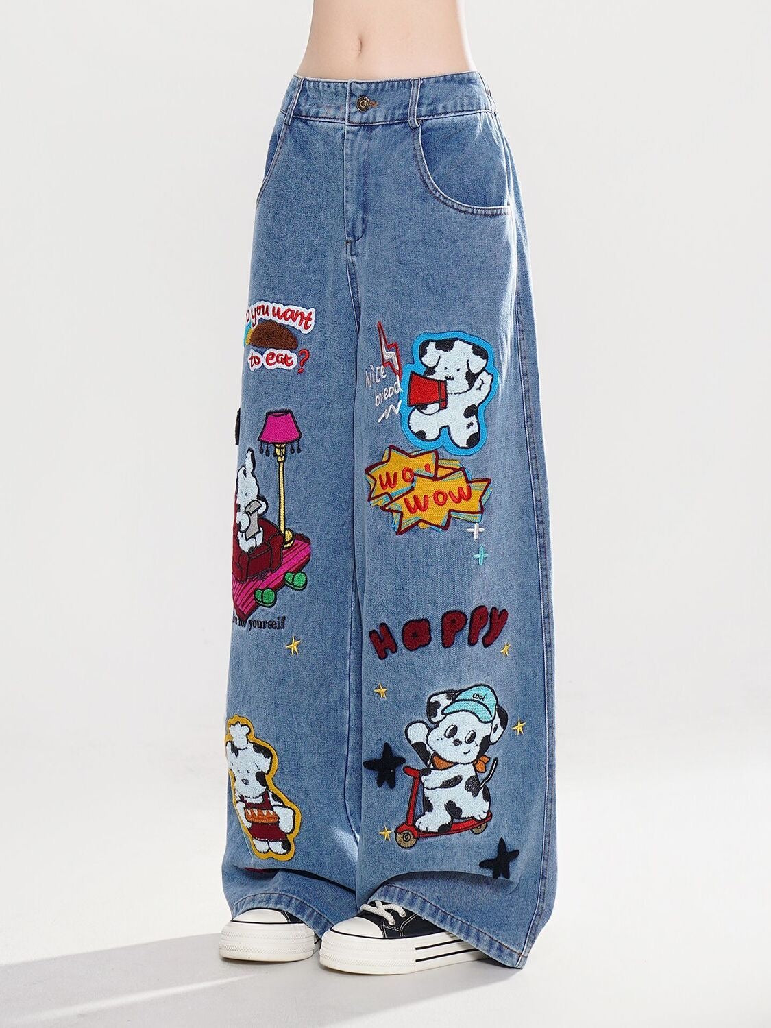 Cartoon patchwork Jeans