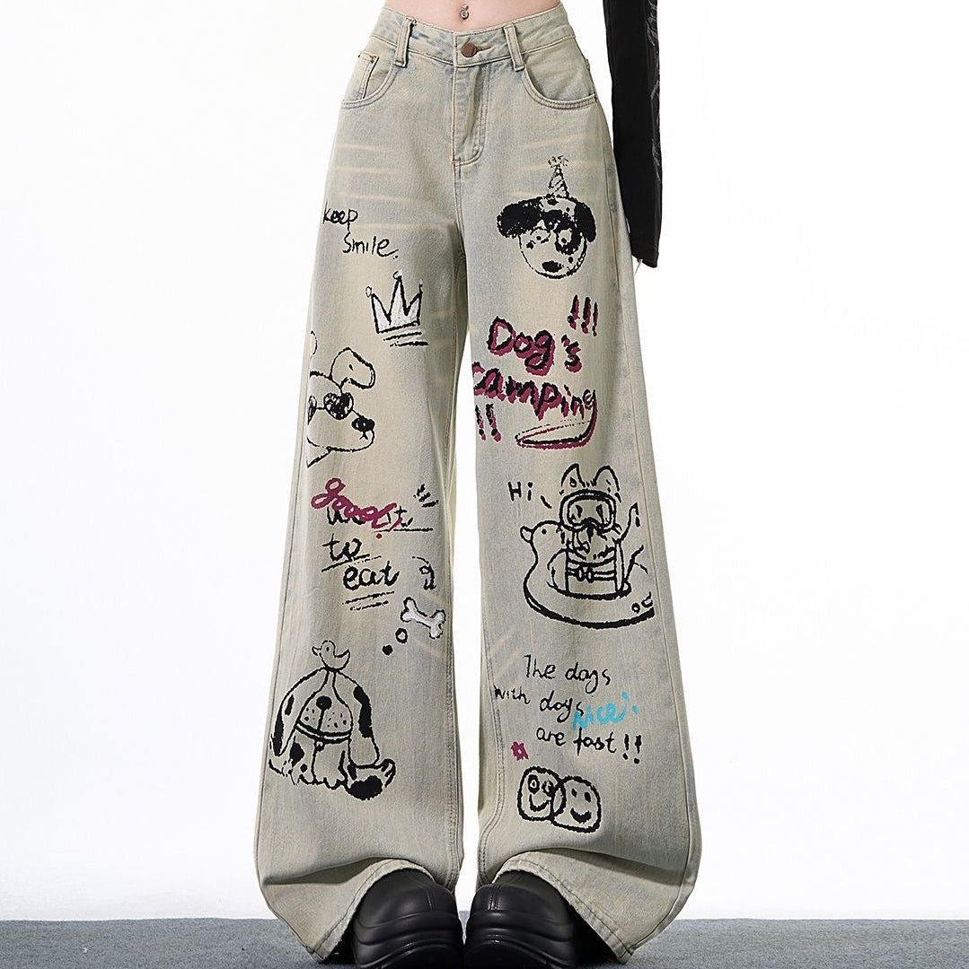 cartoon graffiti Jeans