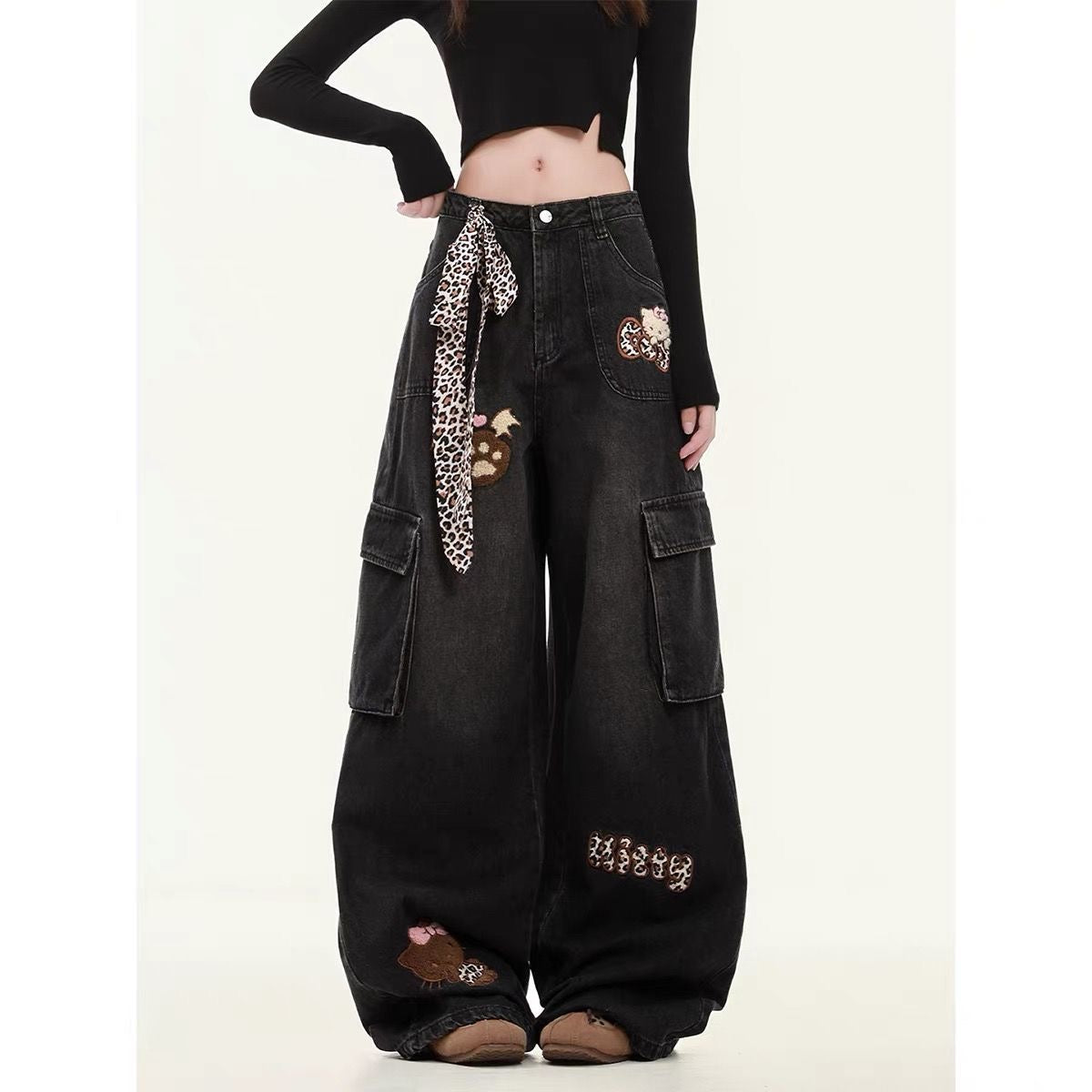 Leopard print retro Jeans