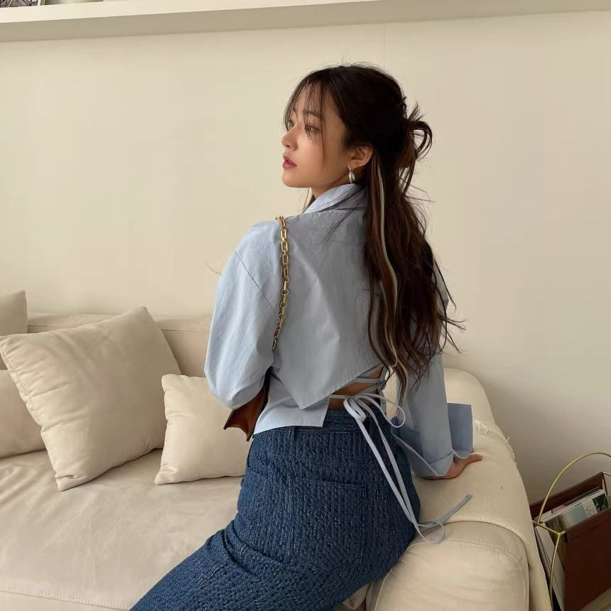 Korean style Back-tie shirt