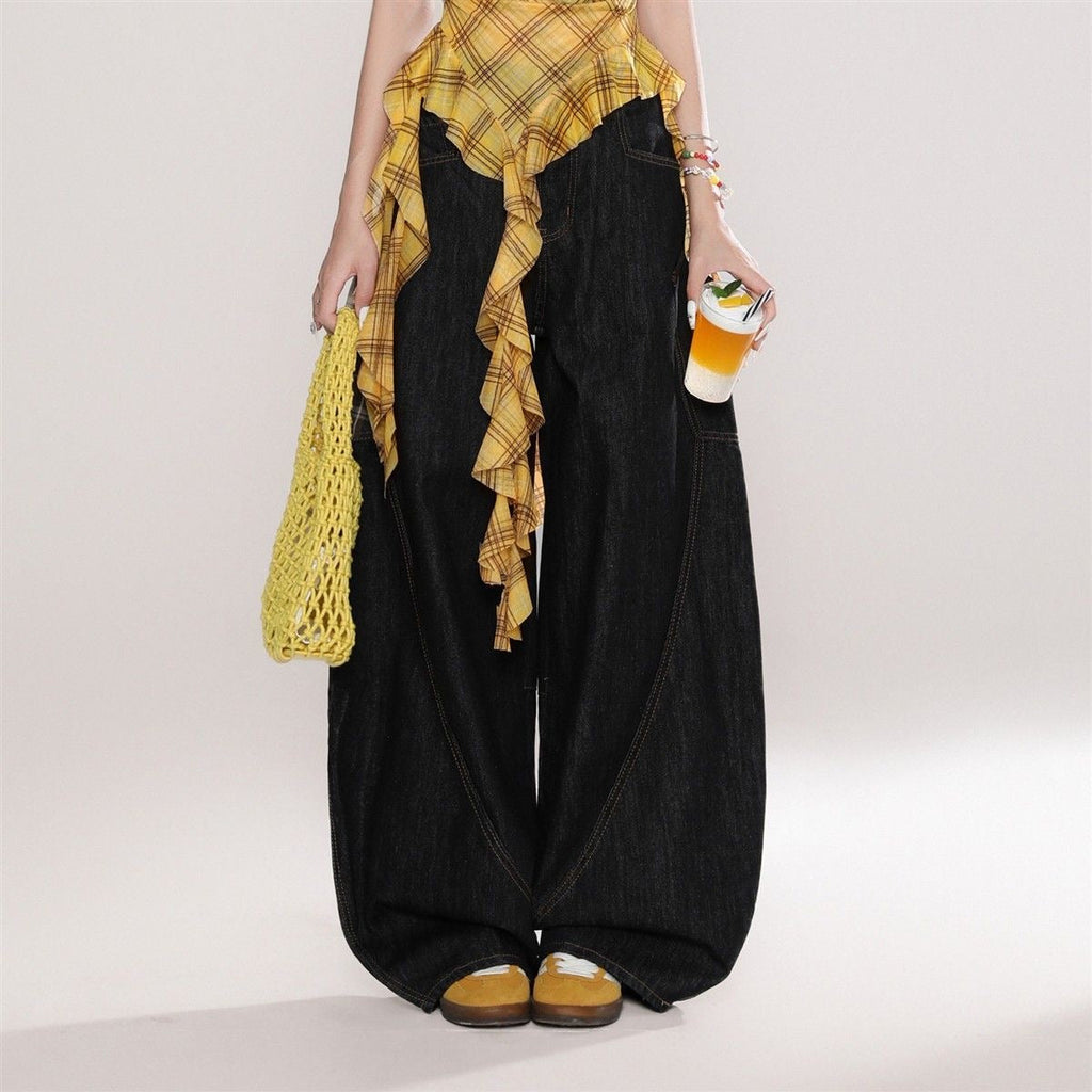Plaid irregular strapless vest