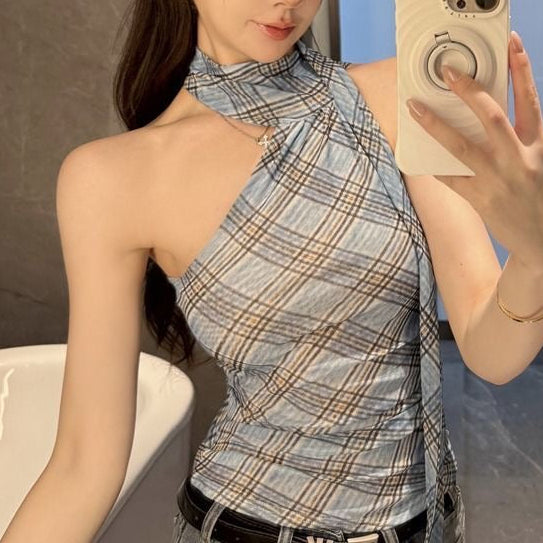 Irregular Plaid Vest