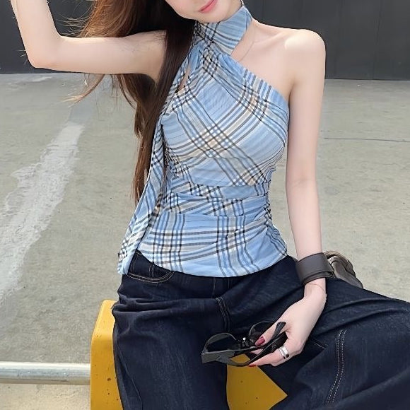 Irregular Plaid Vest