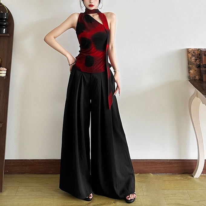 Tie-dye off-shoulder vest