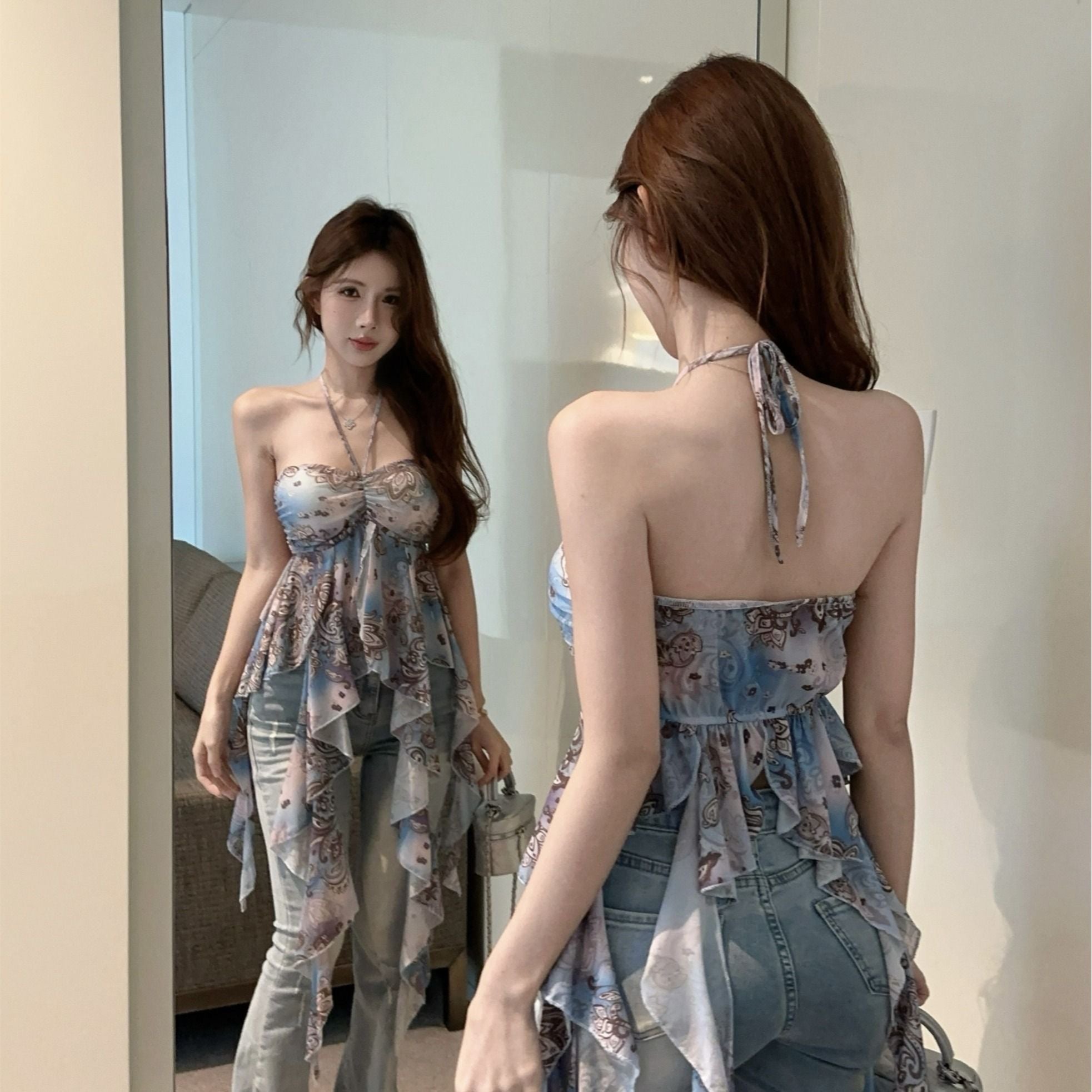 Halter neck strapless Top