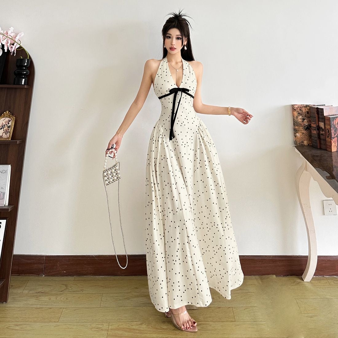 Princess bow polka dot dress