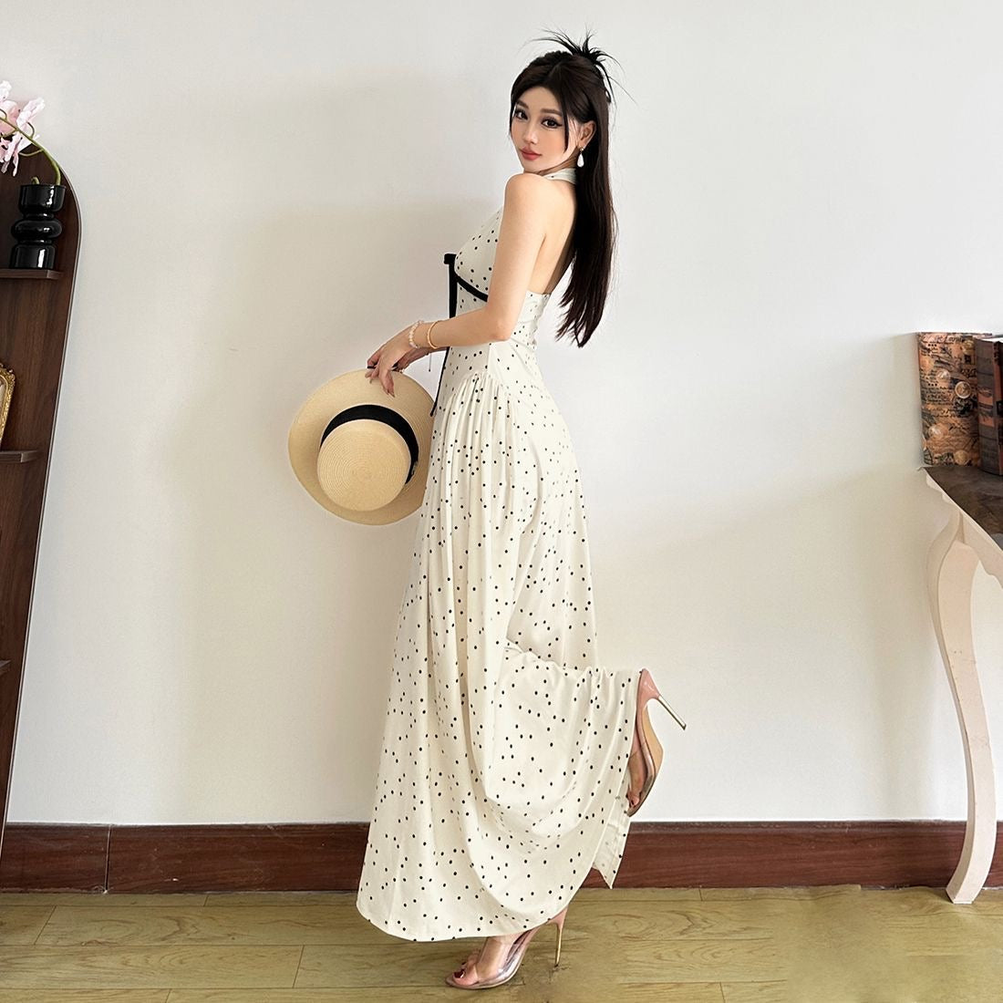 Princess bow polka dot dress