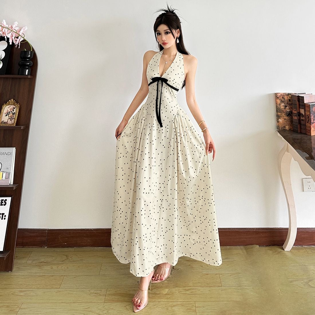 Princess bow polka dot dress