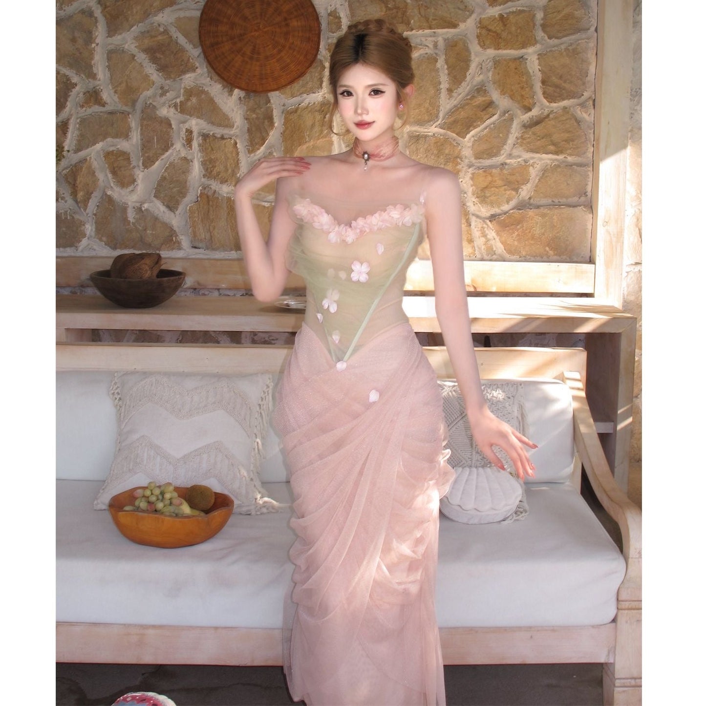 Strapless fishtail gown, fairy dress,