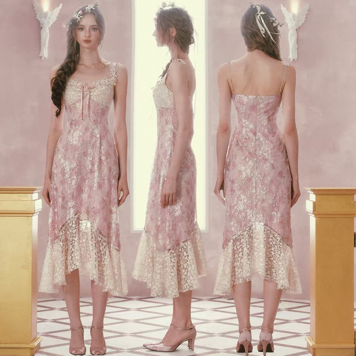 Floral print French Rococo Dress(ships after 30 Days)