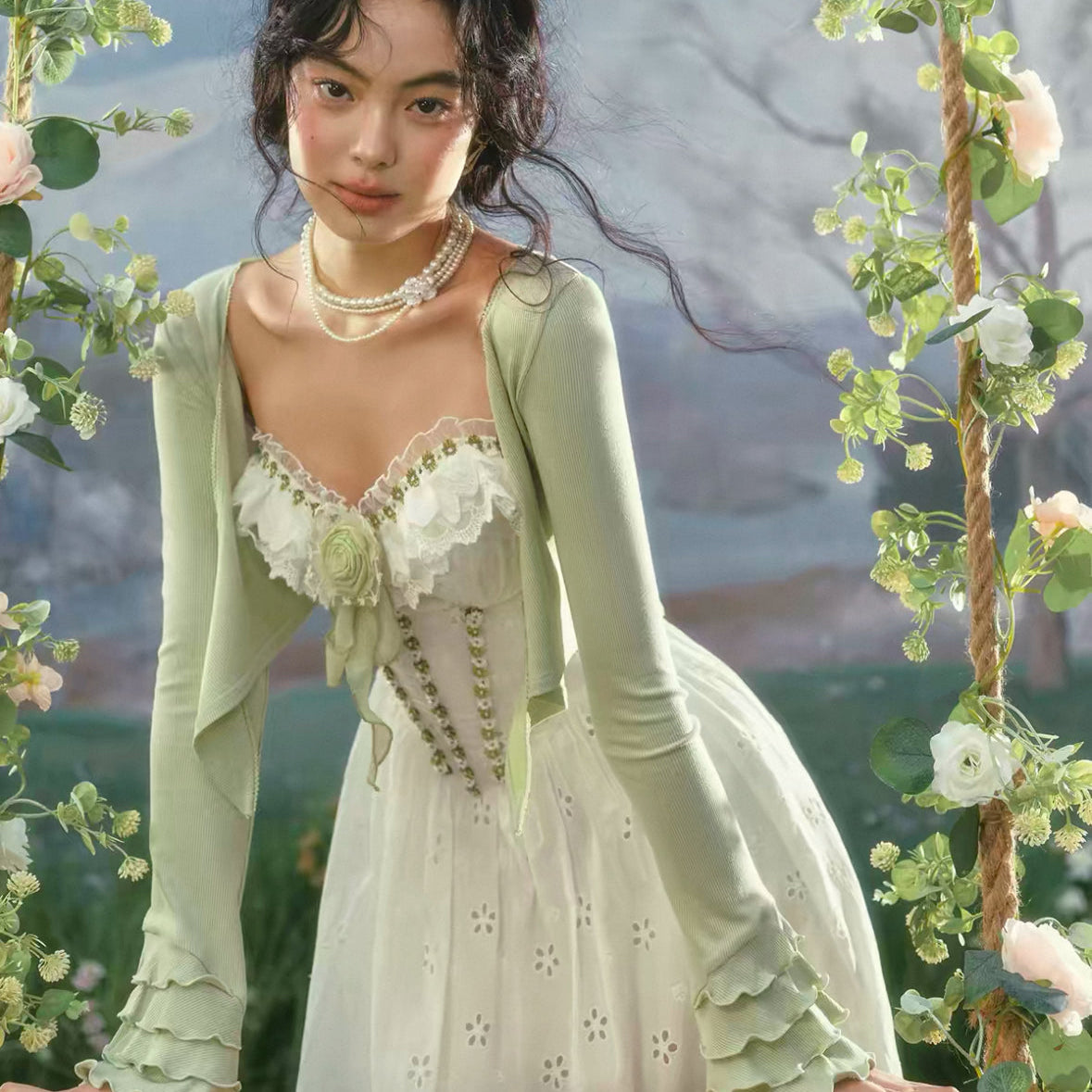 Floral Mint French Dress