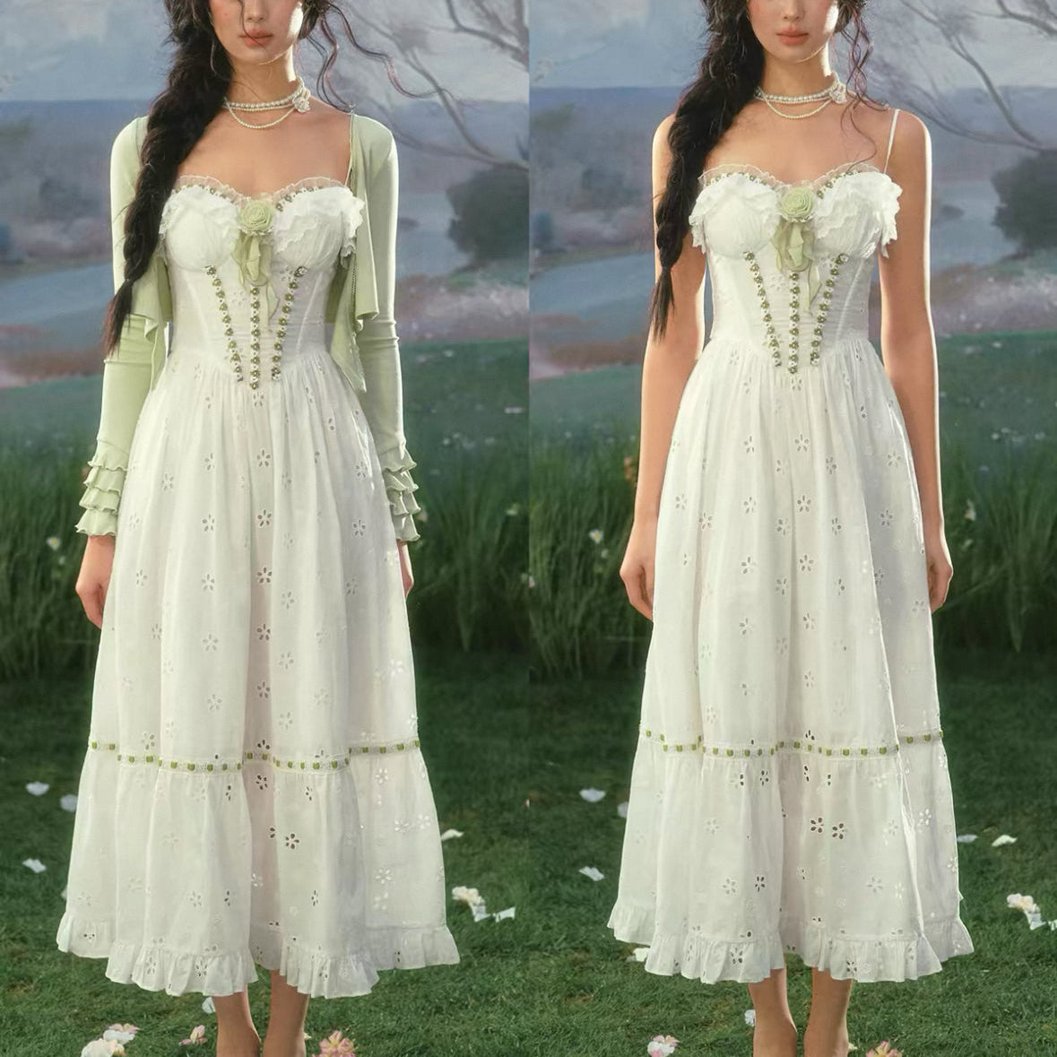 Floral Mint French Dress