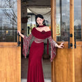 Red color-blocked knit dress