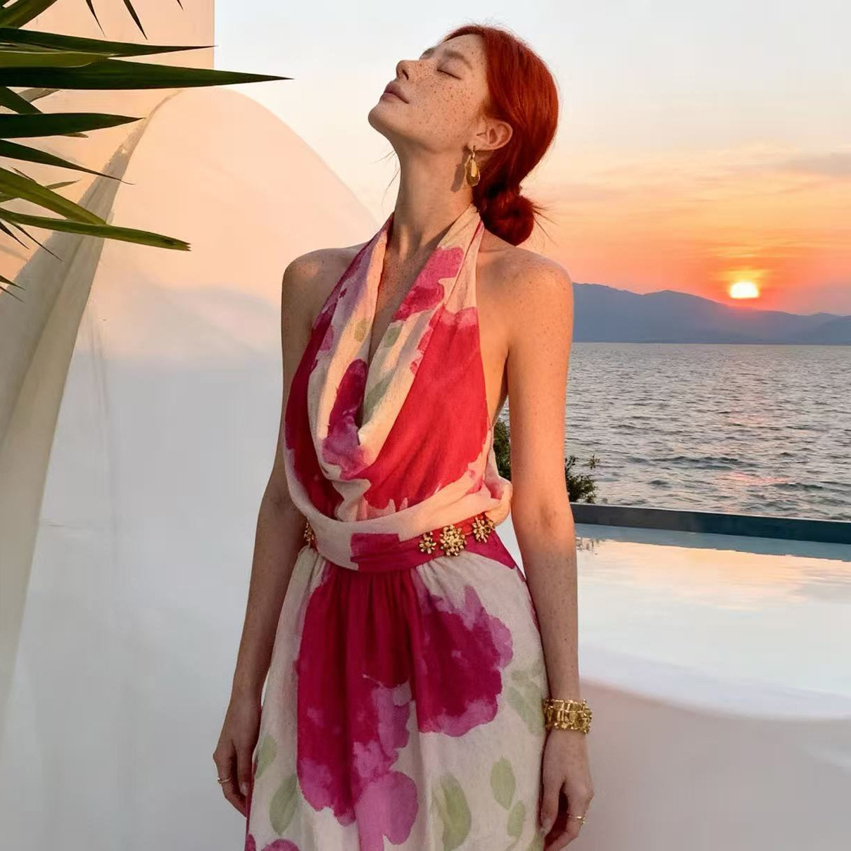 Fuchsia Halter Maxi Dress