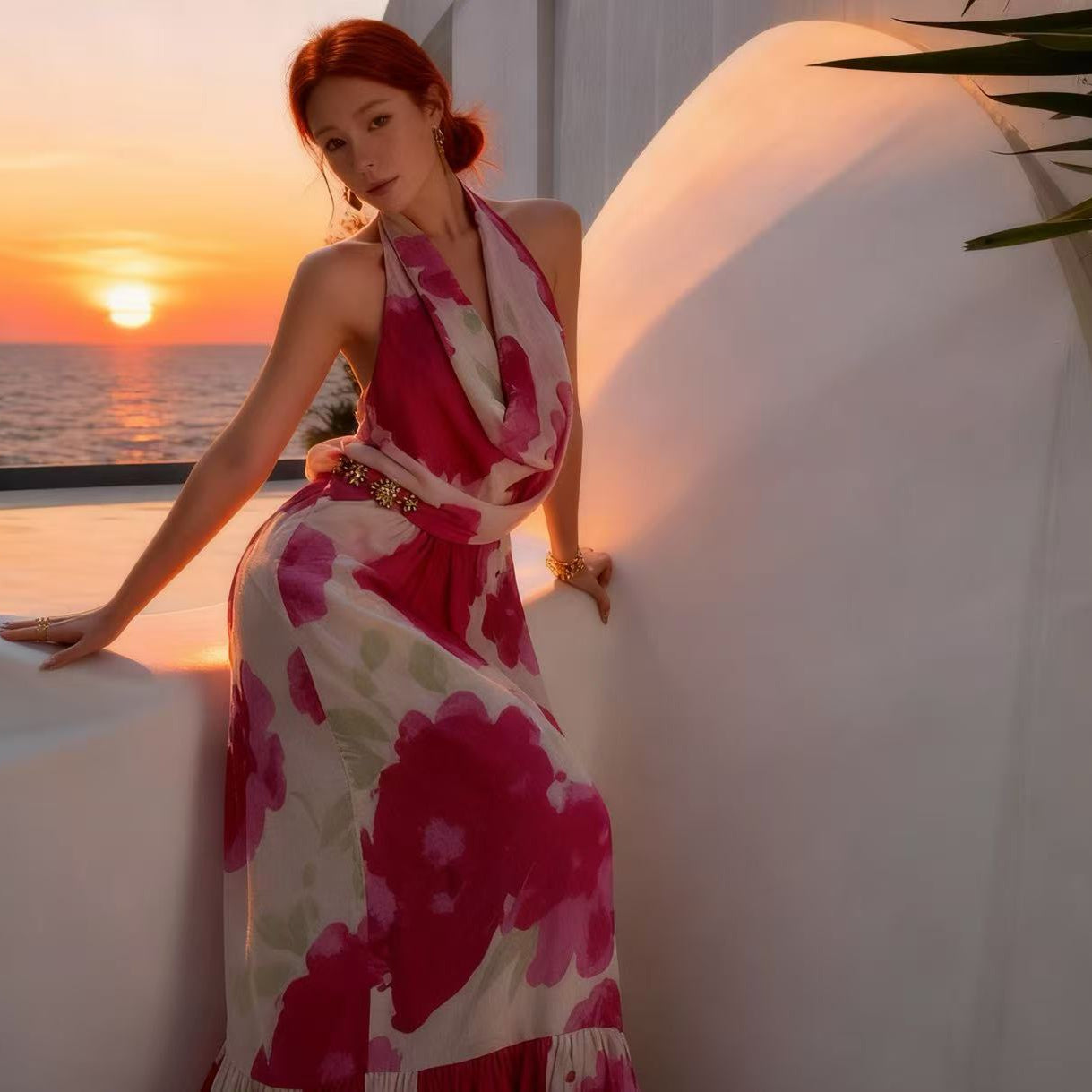 Fuchsia Halter Maxi Dress