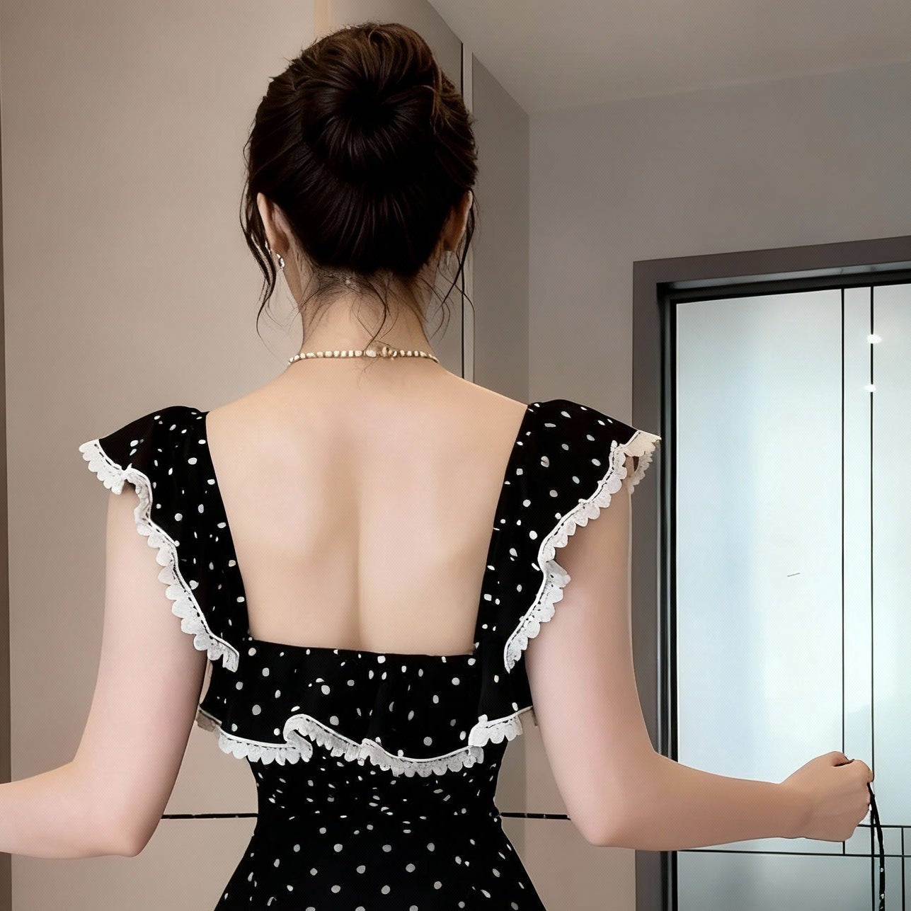 Lace polka dot maxi dress