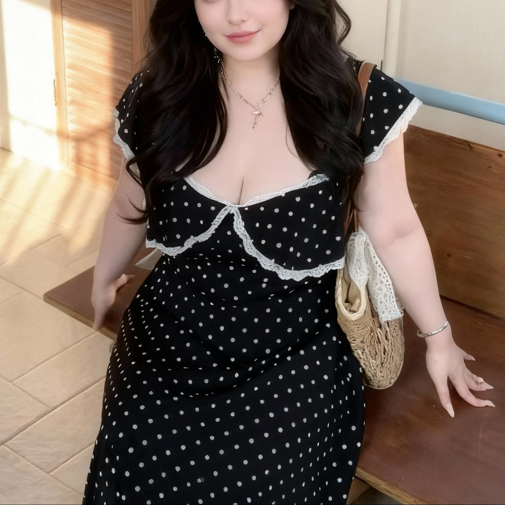 Lace polka dot maxi dress