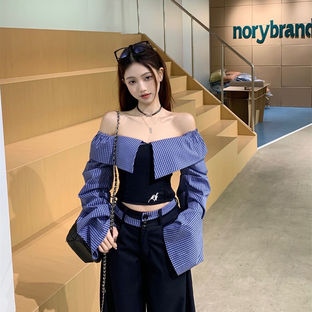 Korean Style Off-Shoulder Pantsuit