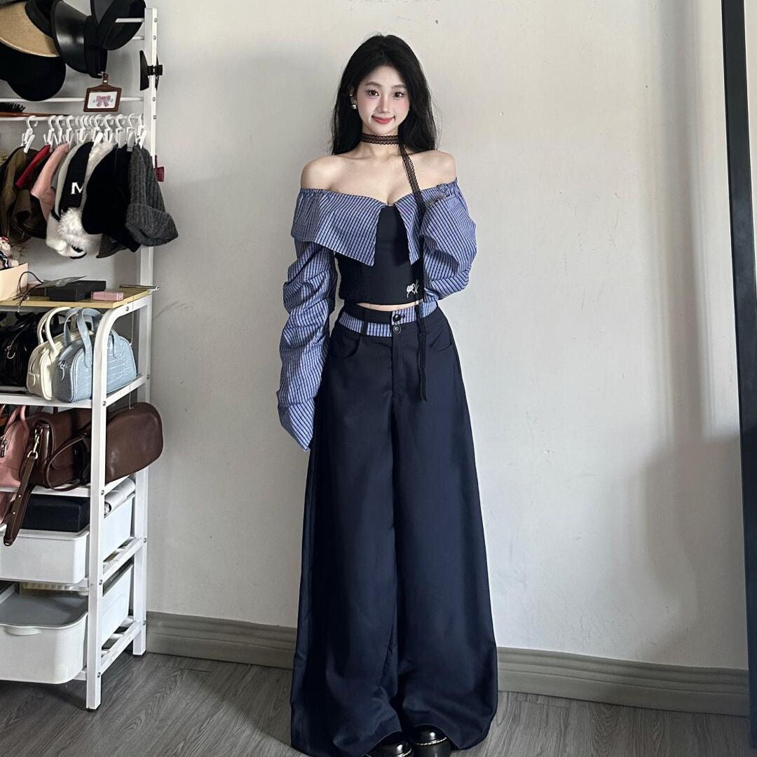 Korean Style Off-Shoulder Pantsuit