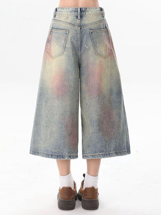 Ripped denim shorts